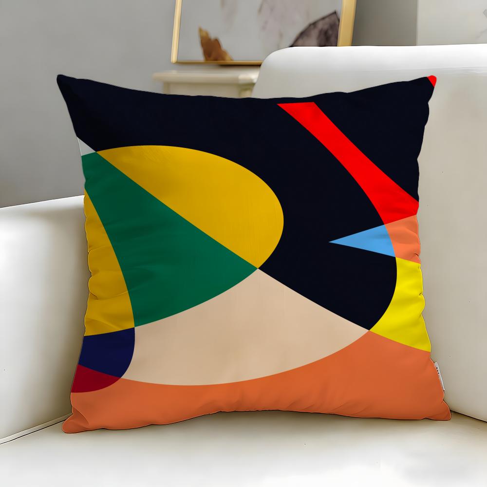Art Theme Abstract Curve Colors Cushion Cover Soft  EasyWash Pillow Case  Versatile for Couch Bed Travel and Office