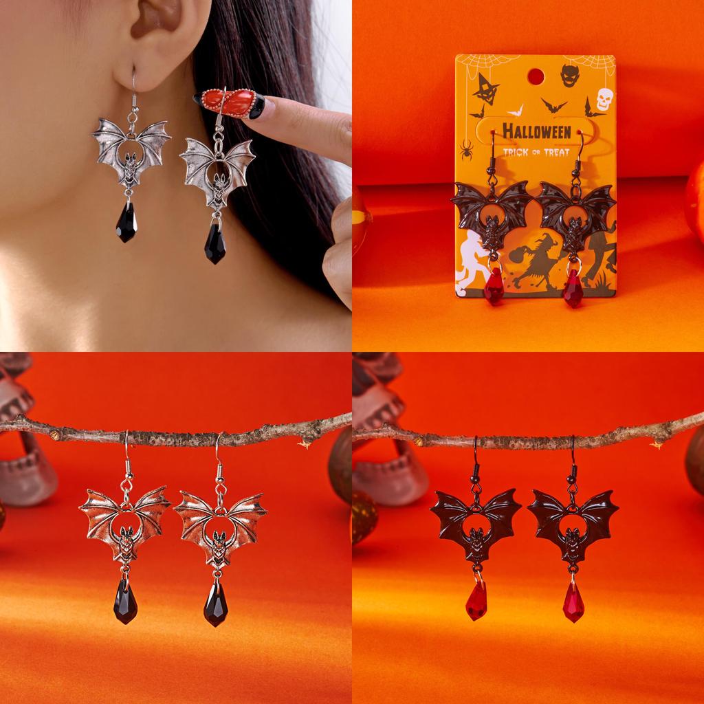 Vintage Halloween Fledermaus Ohrhänger für Damen mit galvanisch beschichtetem Legierungsschmuck