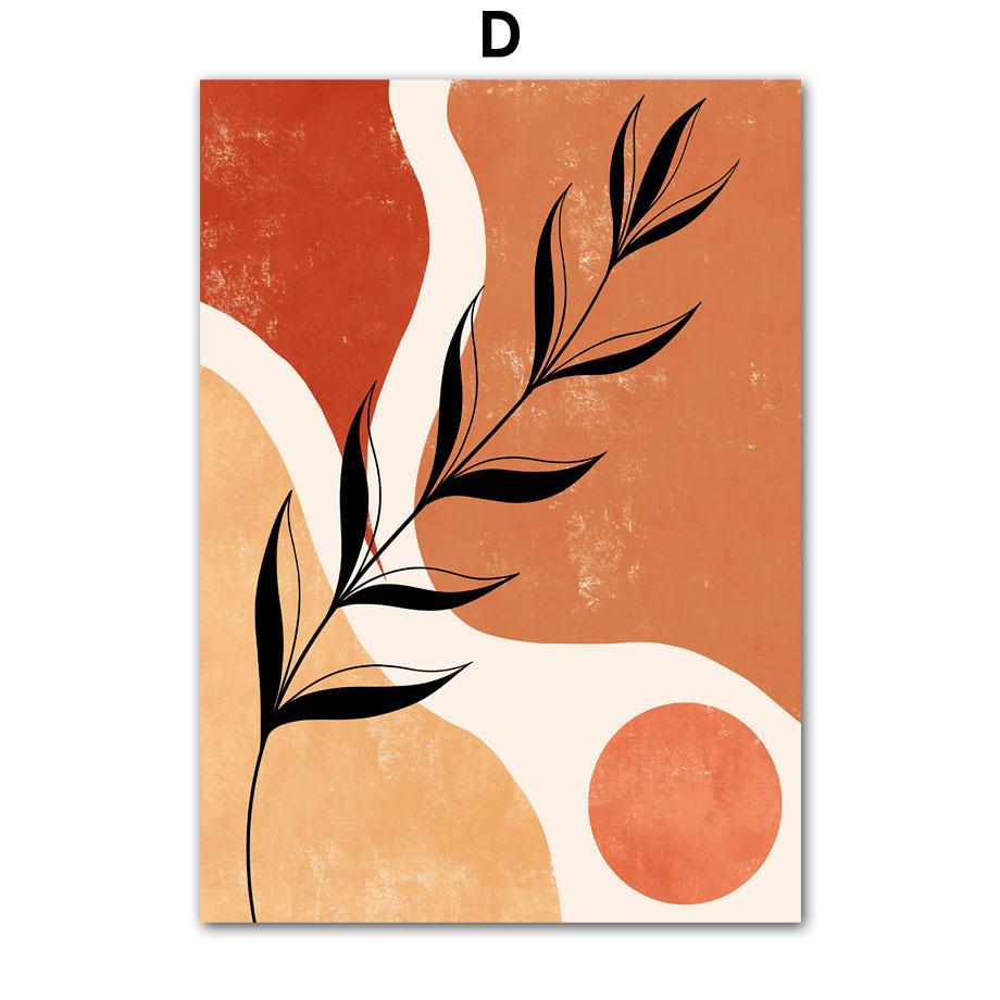 Wall Art Canvas Painting Red Yellow Line Girl Willow Branch Minimalist Living Room Decoration Posters And Prints Wall Pictures