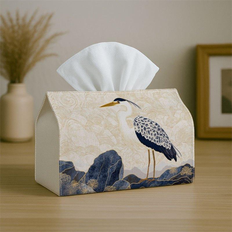 2D Flat, 2D Plane Retro Wildlife Decorative Tissue Box, Stork Bird Beige, Suitable for Home, Party, Kitchen Bathroom Daily Use, Ideal Choice for Party