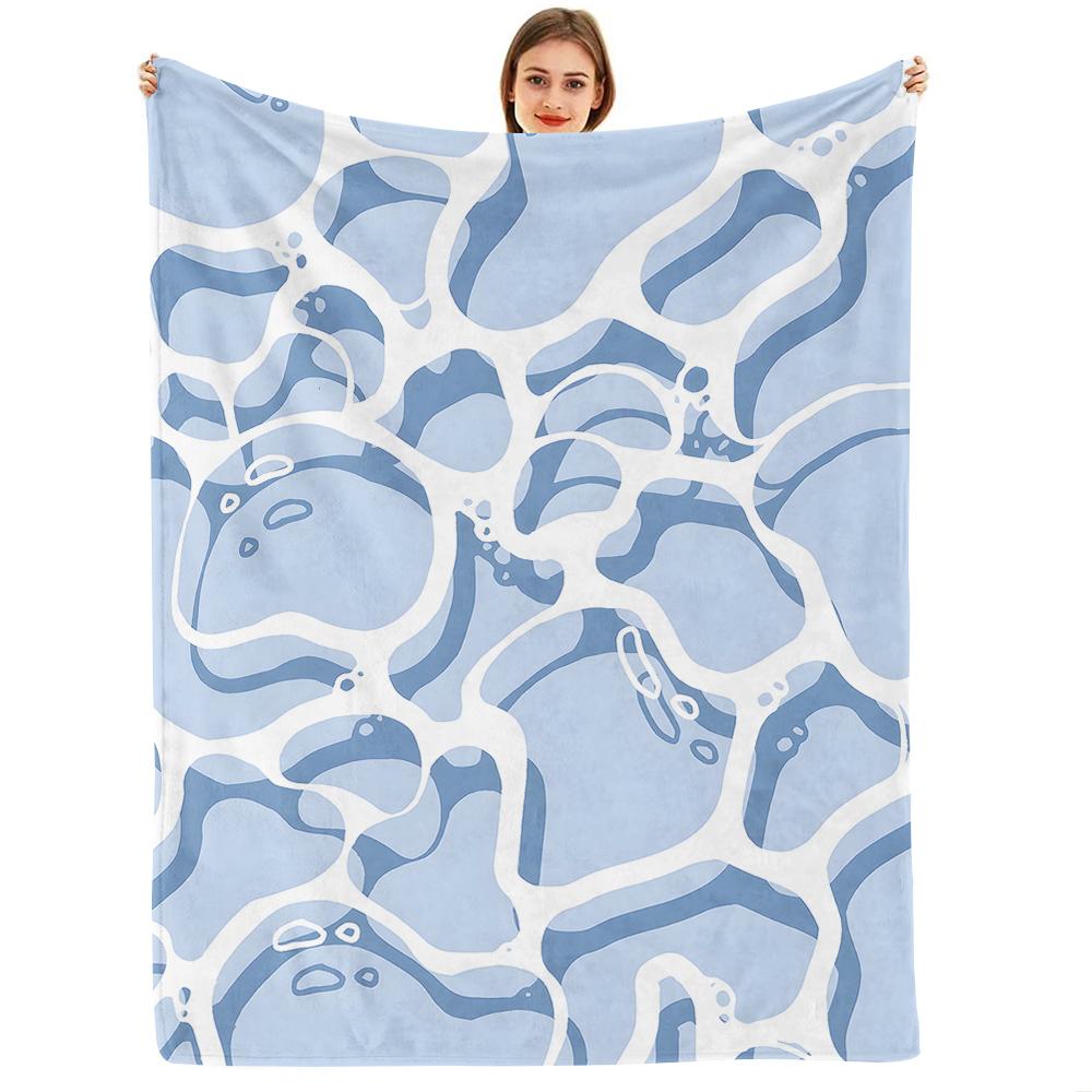 Fluid Aqua Anime Cartoon Flannel Blanket Soft Warm Throw for Bedroom Sofa Car Kids Holiday Gift