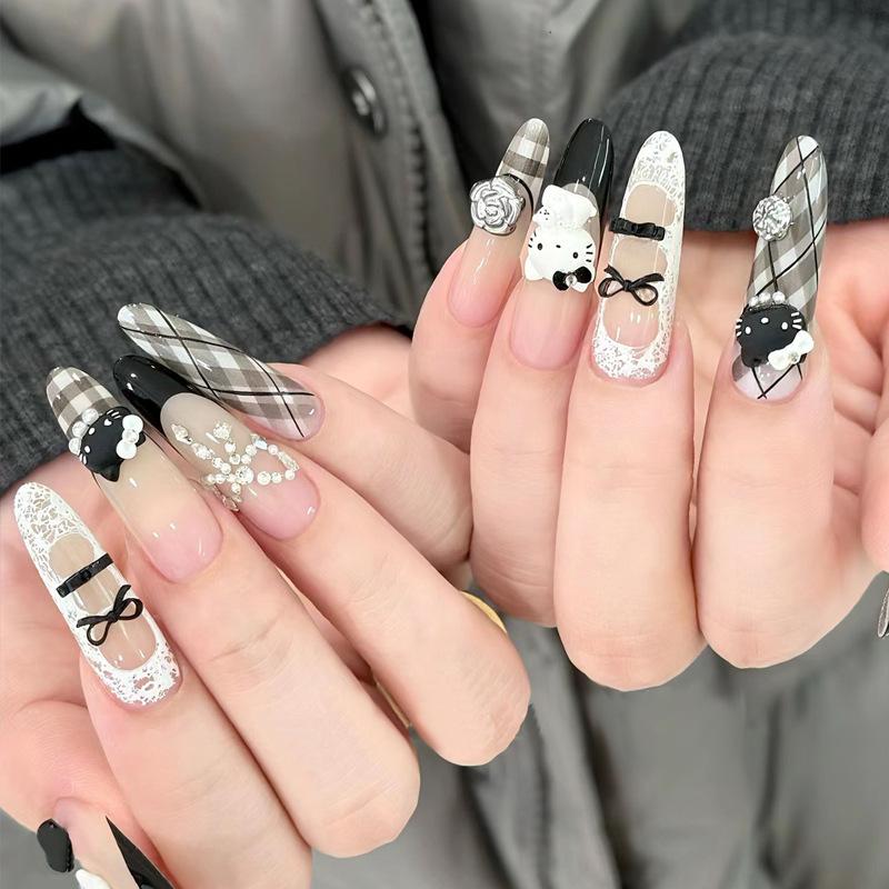 Noste nehty Advanced Kočičí oko Kamínky Francouzská Ručně dělaná Manikúra Nehtová fólie Spice Girl Čistá Touha Umělé nehty