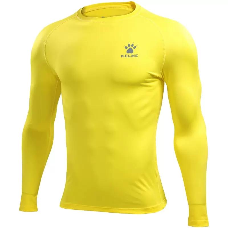 Kelme Mannen Hardloop T-shirts Compressie Shirts Bodybuilding Sport Tights Lange Mouwen Oefening Workout Fitness 3891113 Asian-M(EU S) yellow