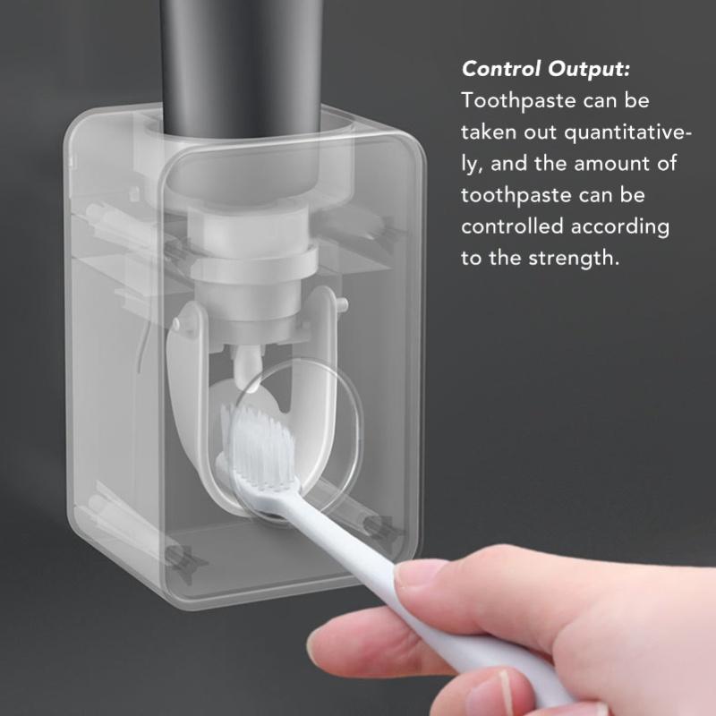 Toothpaste Dispenser Full Automatic Wall Mounted Hands Free Easy Operation Toothpaste Squeezer For Bathroom Hotel Gray