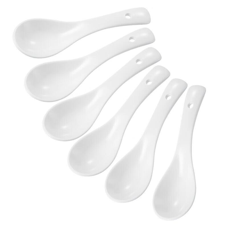 MAXCOOK White Ceramic Small Soup Spoon, 5.5-inch