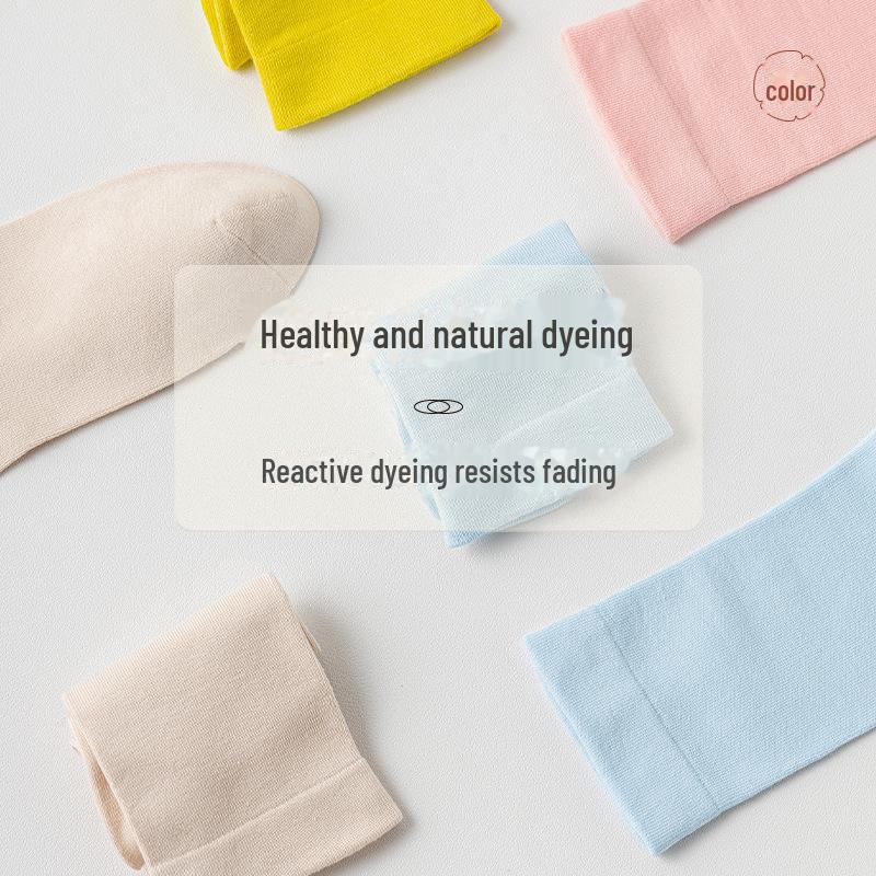 Women's Pure Cotton Non-Slip Breathable Mid-Tube Socks - Anti-Pilling & Antibacterial