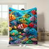 Cartoon Fish and Coral Pattern Flannel Blanket  Bed Sofa Office Travel Gift Decoration Chair Comfortable and Warm