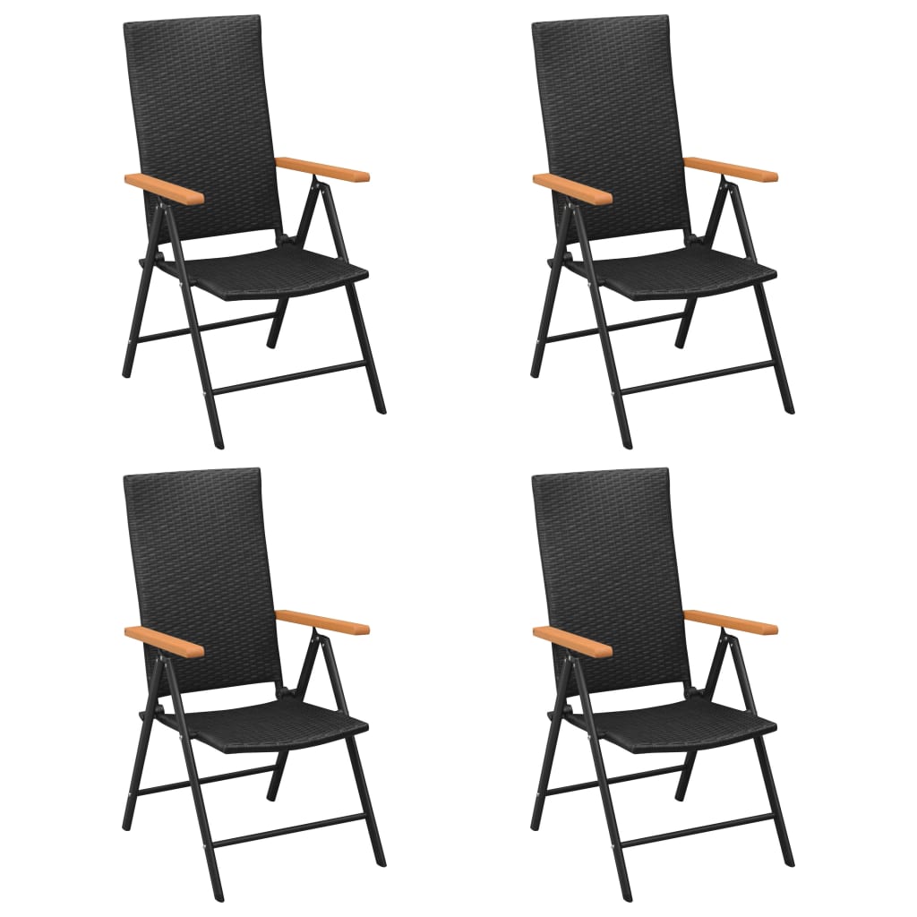 5 Piece Outdoor Dining Set in Black and Brown