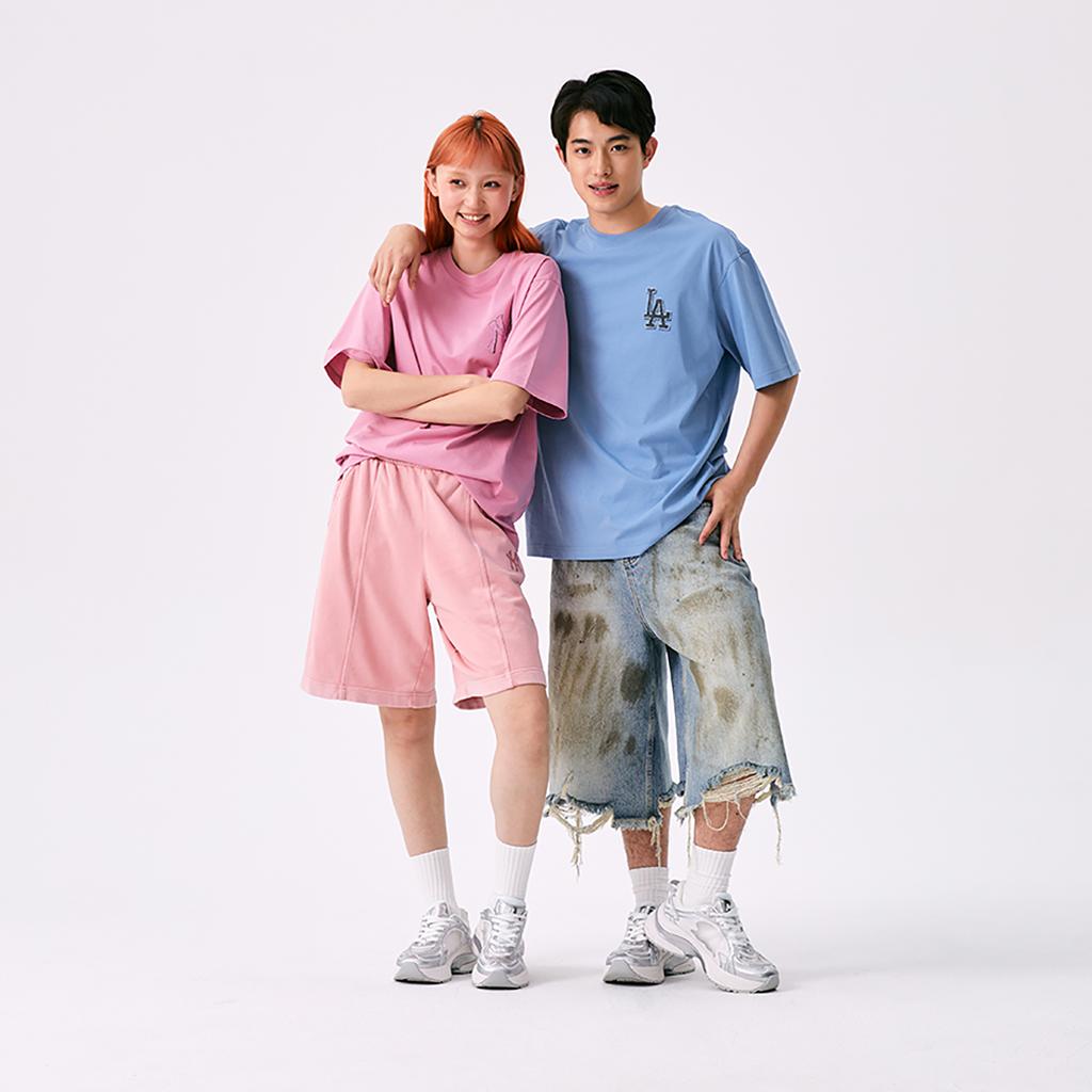 New MLB MONOGRAM Collection Los Angeles Dodgers SS25 T Shirt Unisex Dark Sky Blue 3ATSM1053-07SBD