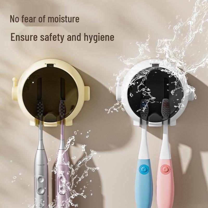 Wall-Mounted Electric Toothbrush & Toothpaste Storage Rack with Cup Holder (No Drilling Required)