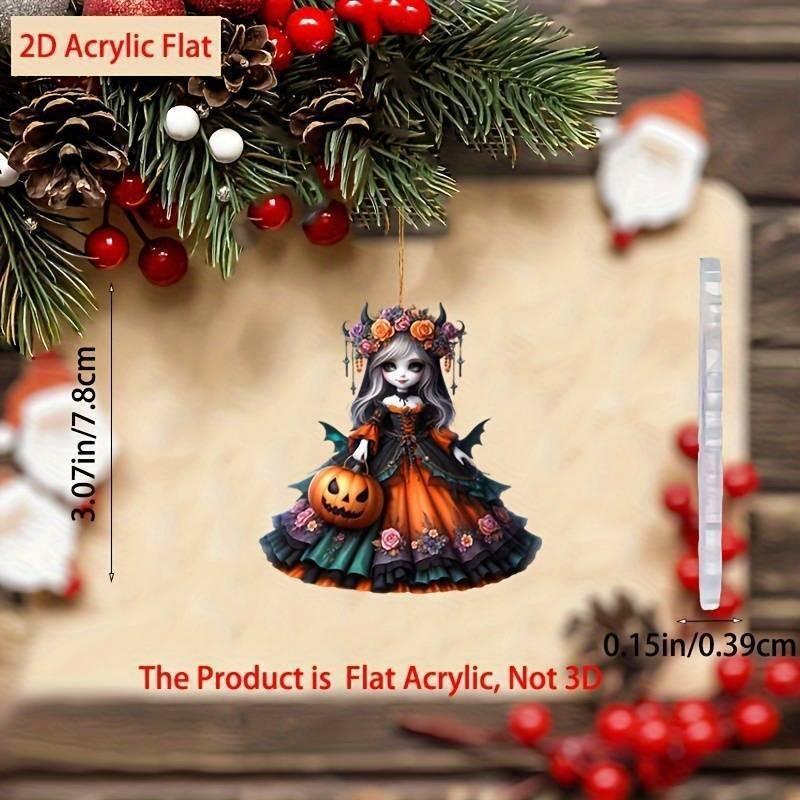 Witch Halloween Pumpkin Pattern Acrylic Pendant For Holiday Decoration Prop