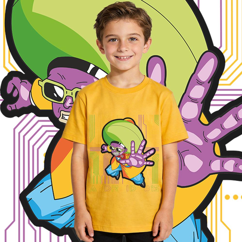 Dbz Android 15 Anime Print Cotton T Shirt for Boys and Girls Breathable Kids Casual Wear