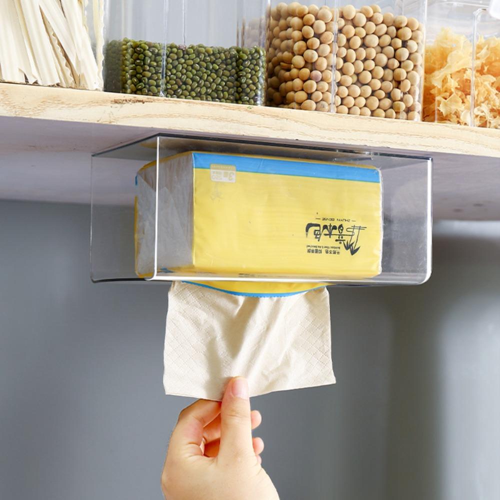 

Rectangular Napkin Storage Box Without Nails Tissue Box Holder Tissue Dispenser Facial Tissue Box прозорий