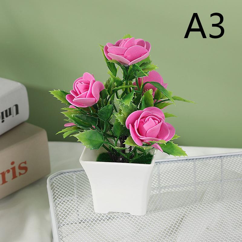 Simulated Potted Plant Vibrant Artificial Rose Bonsai Fake Plant Home Decor Realistic Simulated Flowers For Room Ornament
