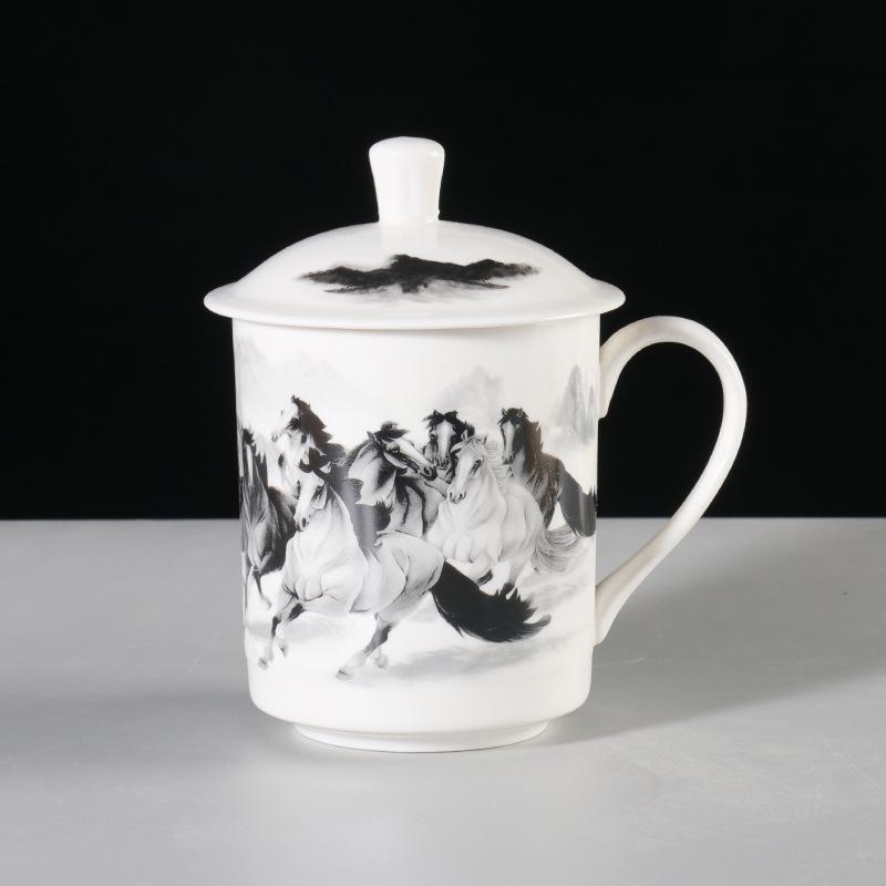 Jingdezhen Ceramic Tea Cup with Lid - Large Capacity for Office & Meetings