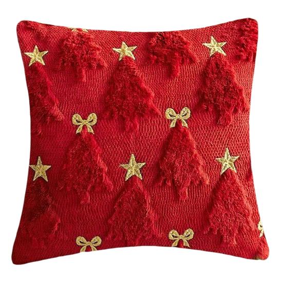 Christmas Pillowcase 3D Embroidery Tree Pattern Winter Holiday Throw Pillow Cushion Cover Festive Home Decor