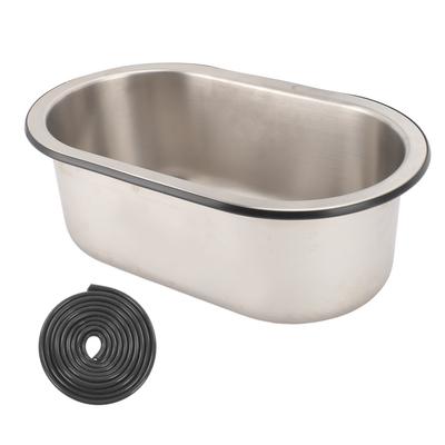 304 Paslanmaz Çelik Bar Lavabosu Oval Şekilli Lavabo 40mm Tahliye Deliği ile Tekne Karavan RV için