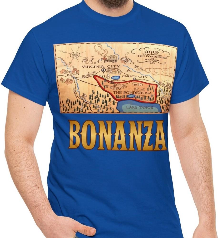 

Bonanza TV Series Ponderosa Map (1959-73) T-Shirt Lorne Greene Michael Landon 4XL
