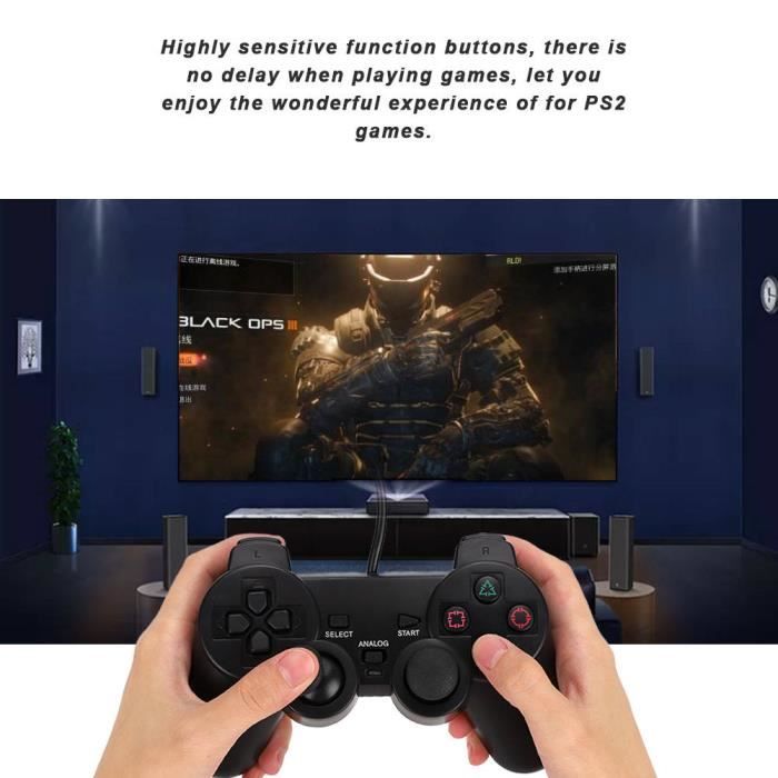 Manette de jeu - TBEST - PS2 - Filaire - Vibration - Ergonomique et résistant à l'usure