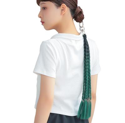 Ponytail Ring Braided Point Wig BKxGR. Black X Green wgt817BKxGR