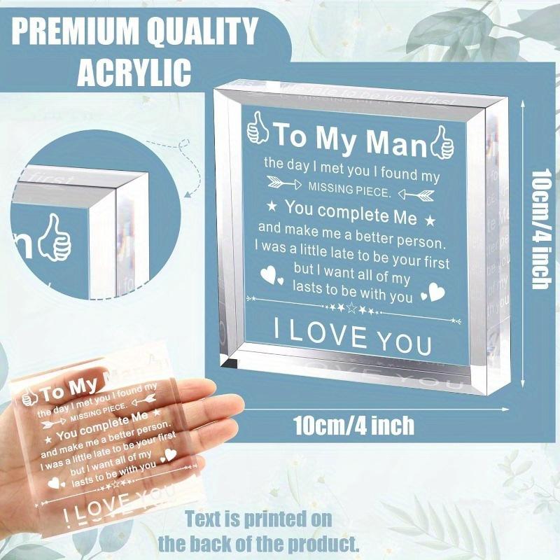 2D Flat "To My Man" Anniversary Gift Acrylic Desktop Decoration Plaque, Home Decor Plaque Hanging Wall Art Decorative Garden Decoration for Room Door