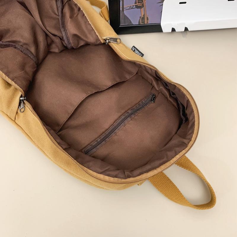 Student Schoolbag Women's Solid Color Travel Bag Men's Canvas Backpack