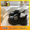 French Retro Big Head Loafer Small Leather Shoes 2025 Summer New British Campus Style Muffin Platform with Skirt Shoes