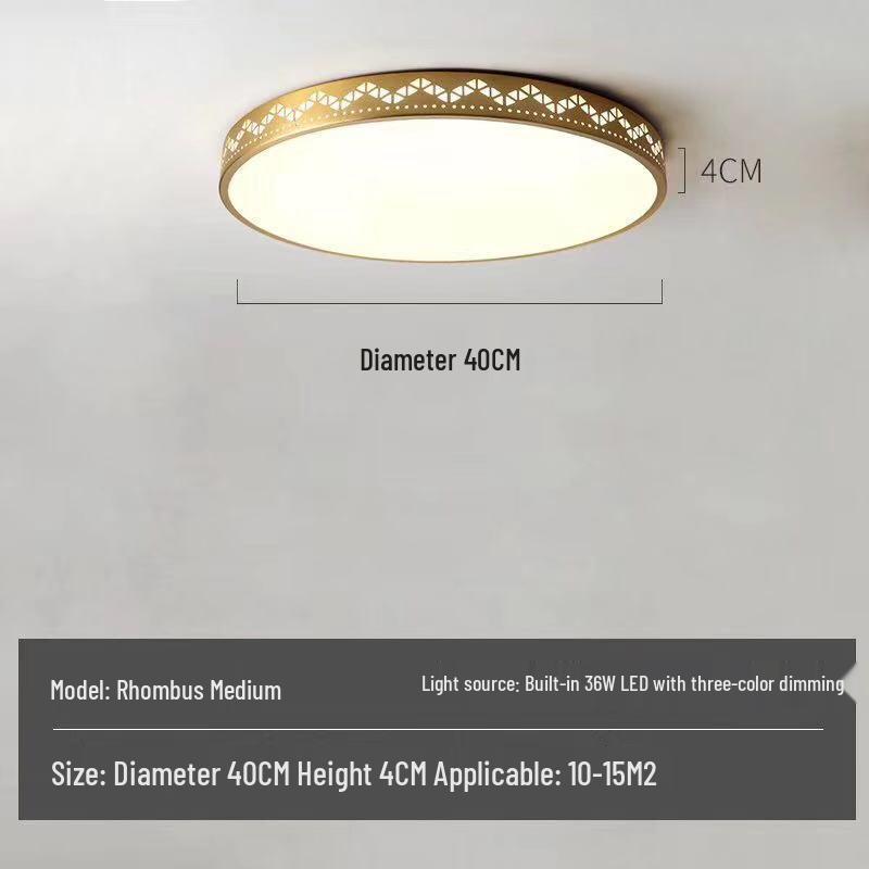 All-Copper Modern LED Ceiling Light: Ultra-Thin Round Fixture for Bedroom, Balcony, and Hallway