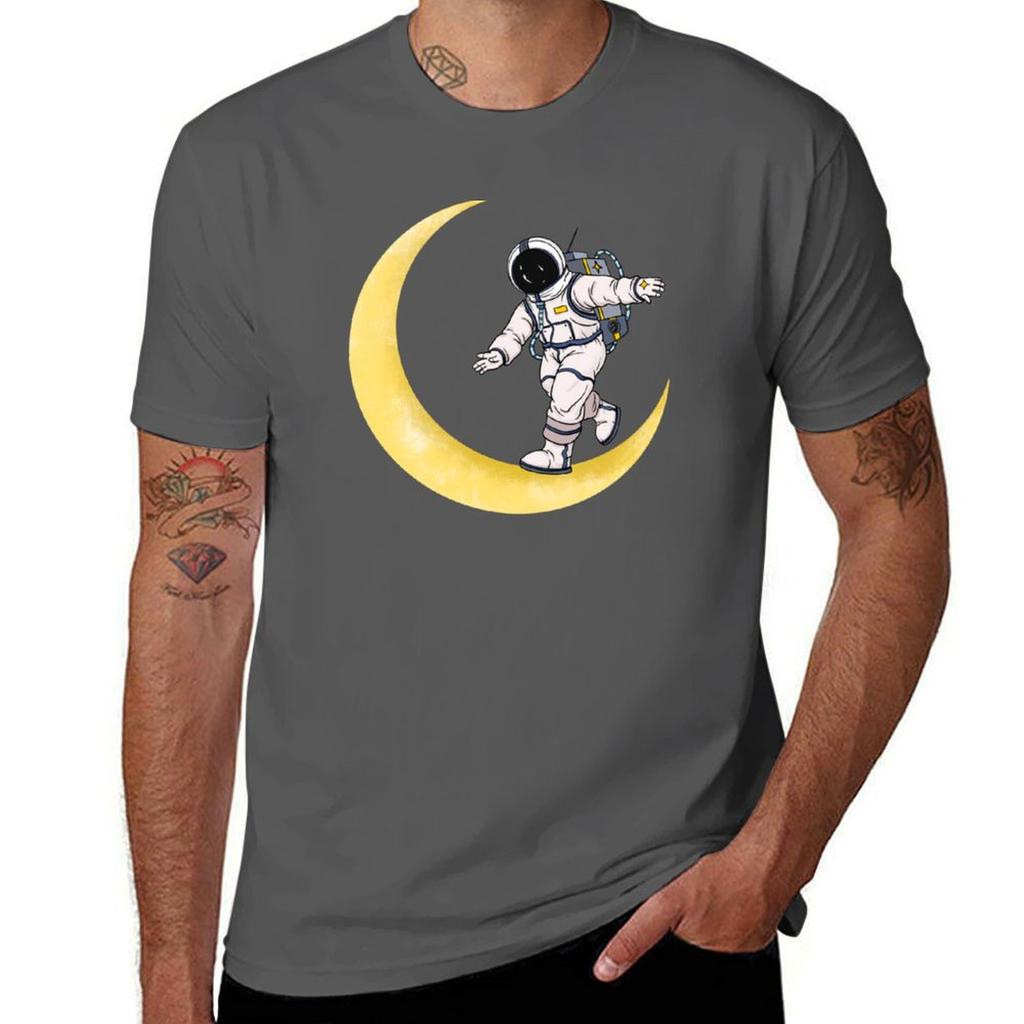Spaceface, Astronauts In Space With Moon Star, Zero Gee T-Shirt Man T Shirt Summer Man T Shirts Cotton T-Shirt