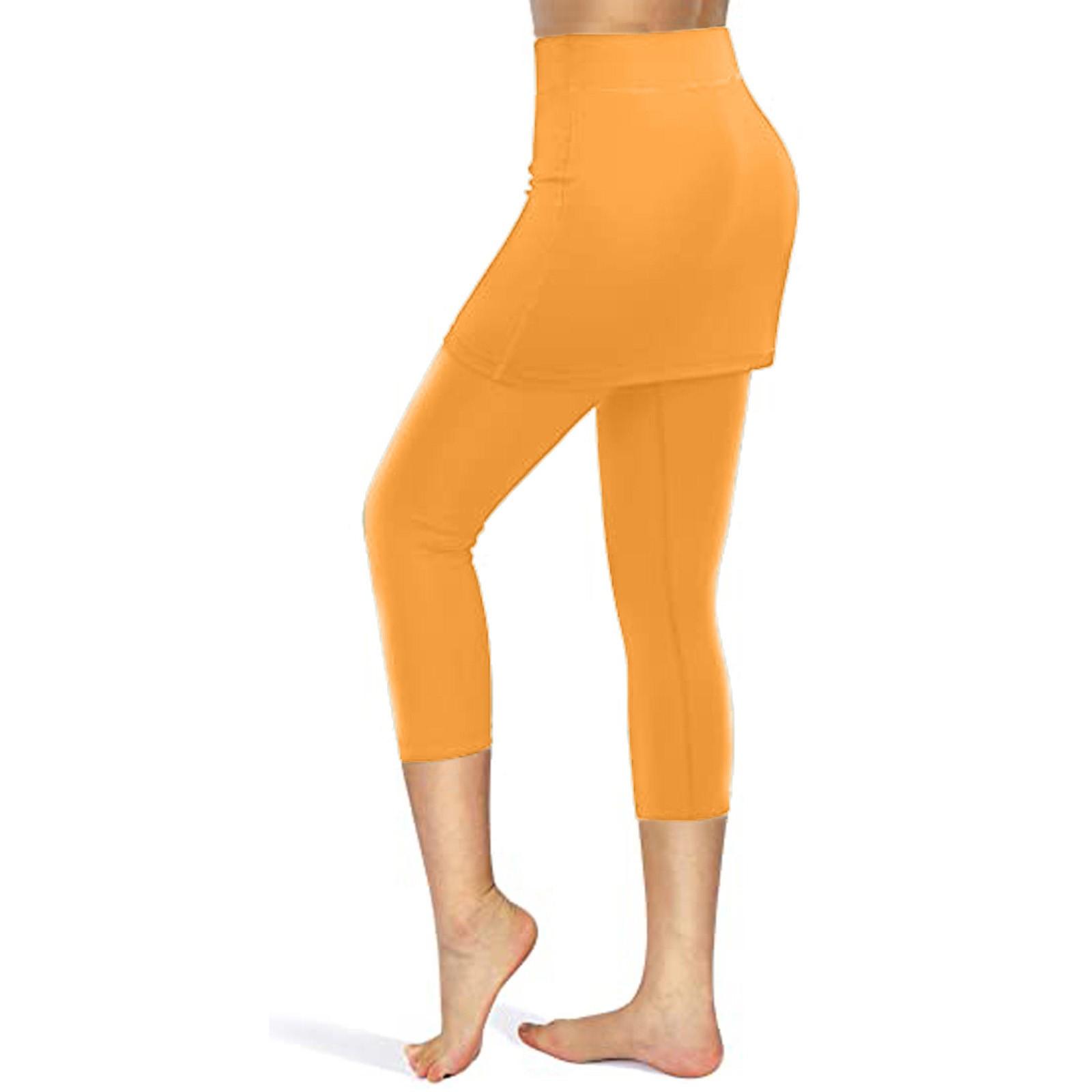 

Women Tennis Skirted Leggings Pockets Elastic Sports Yoga Capris Skirts Legging XL оранжевый