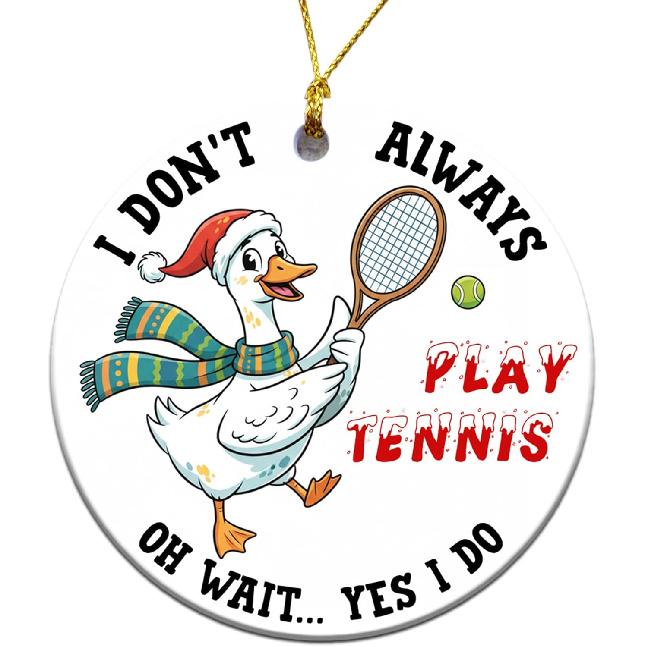 Tennis Ornaments for Chrismtas Tree - Round Ceramic 3 , Funny Tennis Christmas Gifts for Team Player Friends Women Men, Holiday Season Decorations Cor3