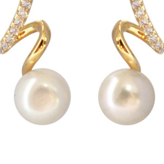 1 Pair Stud Earrings Twisted Rhinestones Jewelry Korean Style Faux Pearls Stud Earrings Jewelry Gifts