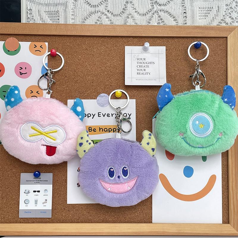 Adorable Furry Monster Coin Purse Plush Wallet Cute Cartoon Girl Heart Pouch