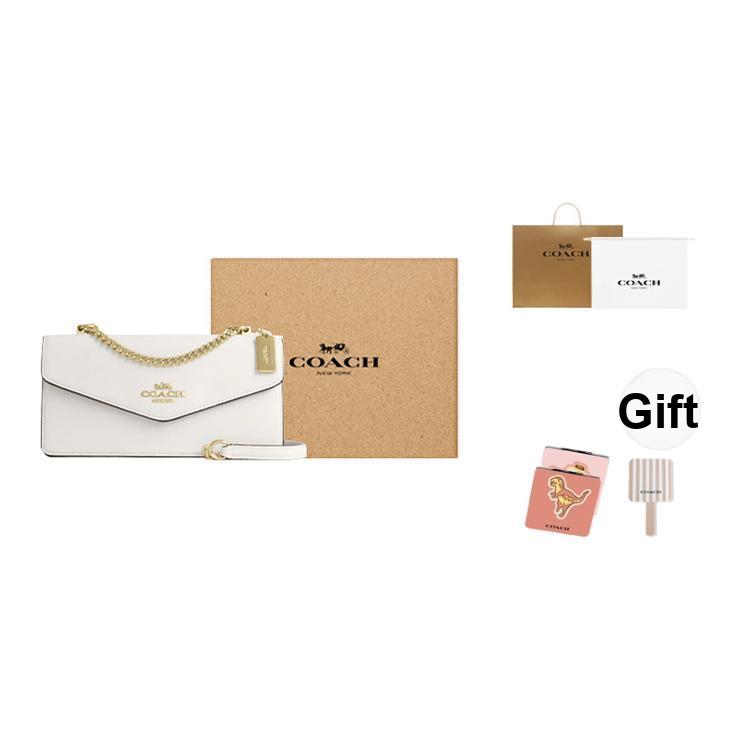 Coach Klare 26 Brand Micro Logo Chain Shoulder Strap Leather Envelope Bag Women Shoulder Bag Chalk-White CBI98-IMCHK