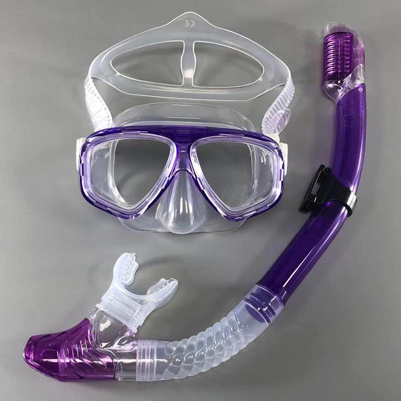 Large Frame HD Anti-Fog Snorkel Set for Adults - Waterproof Diving Mask & Two-Piece Snorkeling Gear
