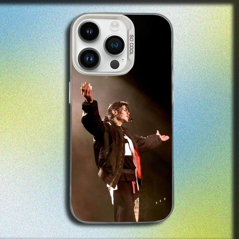 Custodia per Telefono Cantante Michael J-Jackson Per iPhone 16,15,14,13,12,11,Mini,Pro,SE,MAX Bianca Opaca Cover Antiurto
