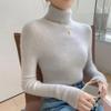 Women's Slim Fit Wool & Cashmere High Neck Sweater - Seamless, Solid Color for Autumn/Winter.