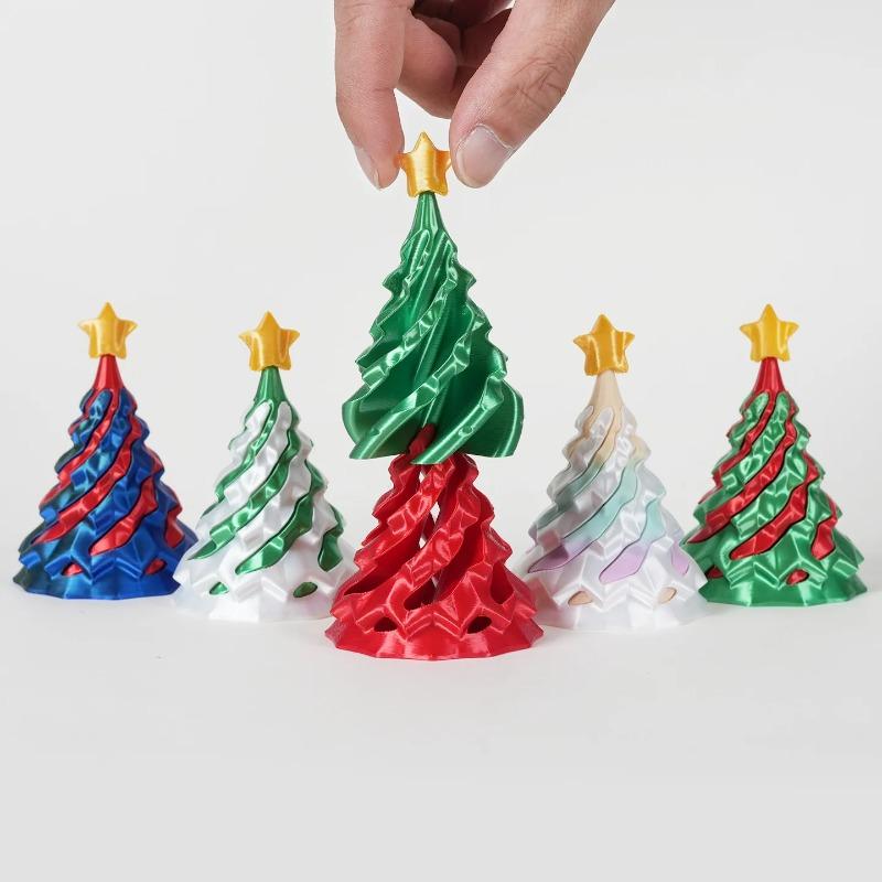 3D Printed Spiral Christmas TreeToy Dual Color Swirl Cone Creative Stress Relief Gift for Kids Home Decoration Xmas Holiday Gift