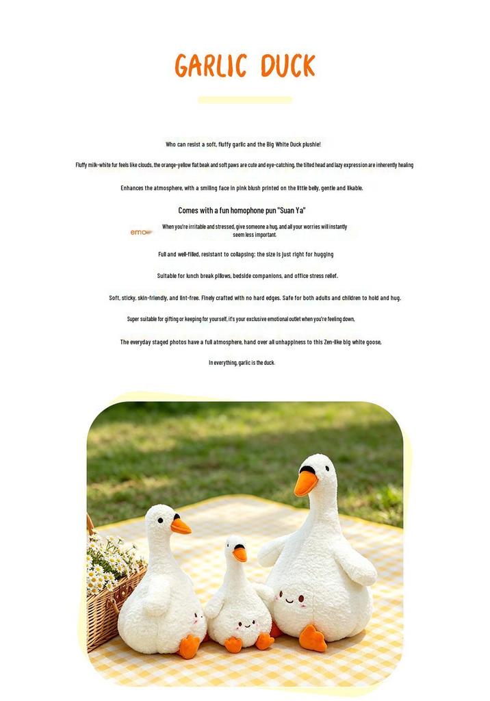 Internet Celebrity Garlic Duck Plush Toy - Cute, Creative Sofa Cushion & Adorable Doll Figure