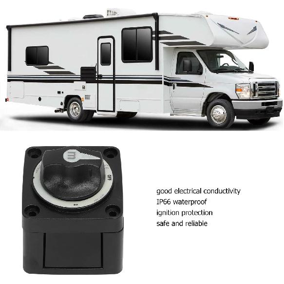 KIMISS Battery Isolator Kit, 300A Battery Selector Switch Heavy Duty 3 Position Marine Battery Cut Off Switch for RV Boat