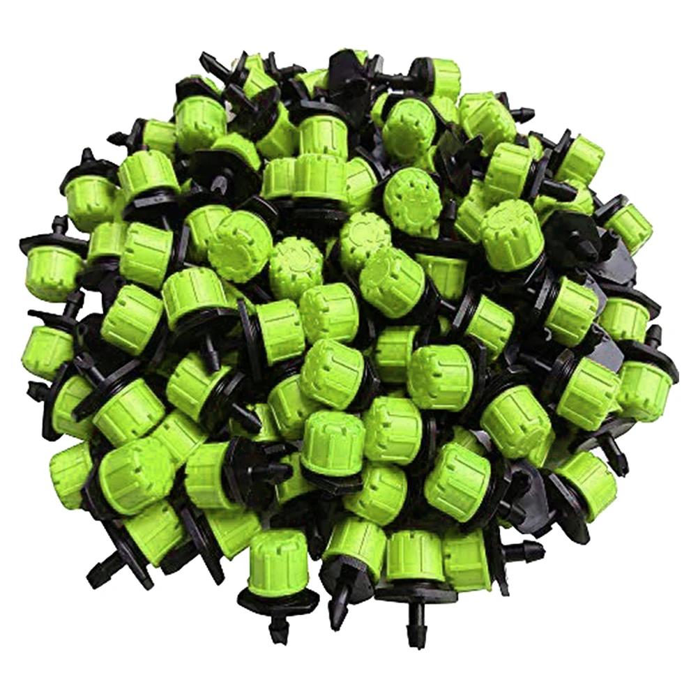 

500Pcs 1/4 Inch Adjustable Drip Irrigation Drippers for Efficient Watering in Gardens Yards and Greenhouses зелений
