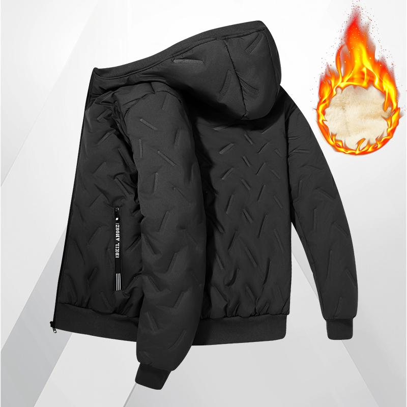 Herren Kapuzen Warme Kurze Jacke Winter Reißverschlusstasche Jacke Outdoor Sport und Freizeit Arbeitskleidung Winddichte Baumwolljacke