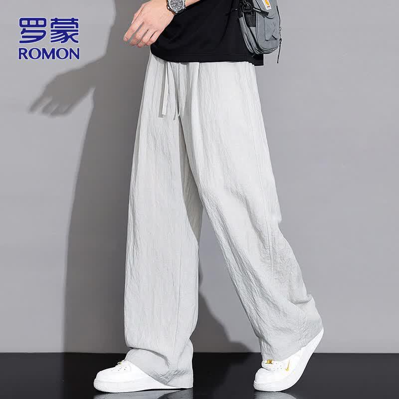 Romon Men s Summer Thin Linen Tencel Straight Casual Pants XL