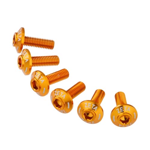 

ZETA RACING Screen Bolts, Gold, Pack of 6, High Strength Aluminum Alloy, Anodized, Dress Up Bolts, Dirtfreak G5999
