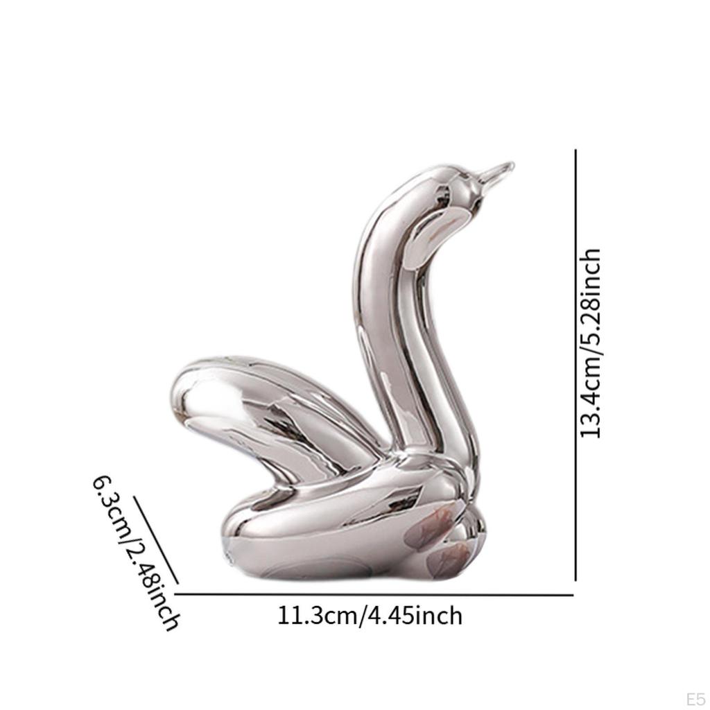 Ceramic Swan Statue Table Decoration Glazed Home Decor for Office Desk Entry