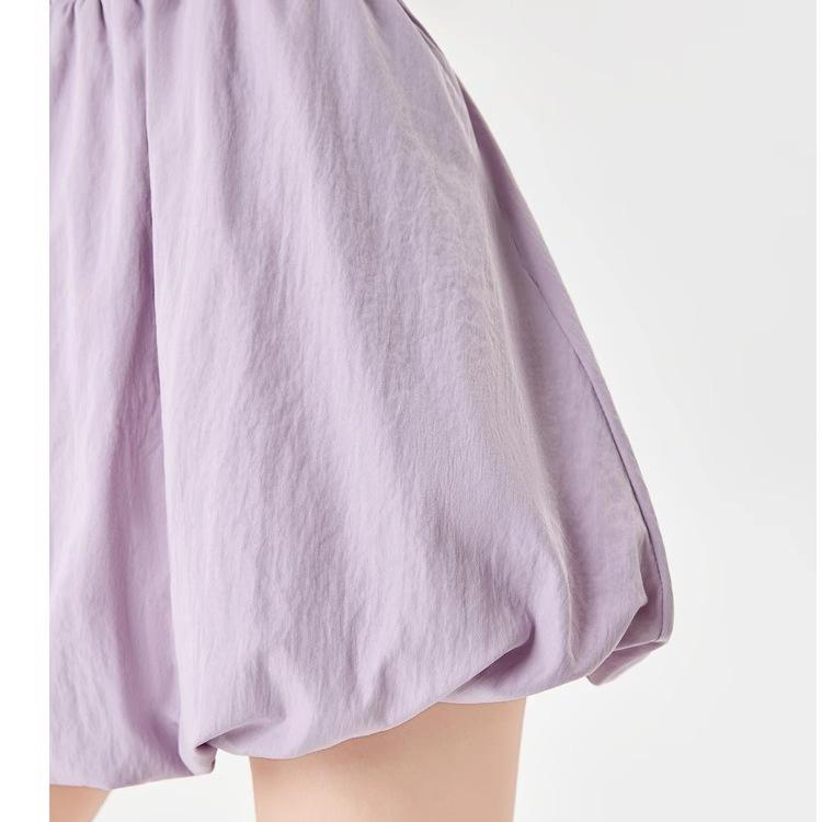 2025 Spring/Summer Women's Versatile Solid Color A-line Bud Skirt with Elastic High Waist
