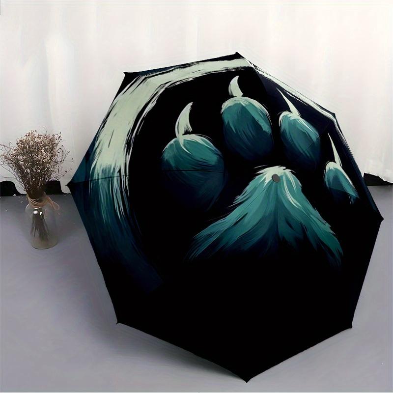1pc Paw Print Automatic Open/close Umbrella, 8-Rib sturdy structure, Portable Travel Umbrella, Parties, Everyday Use, Outdoor Accessory, Art
