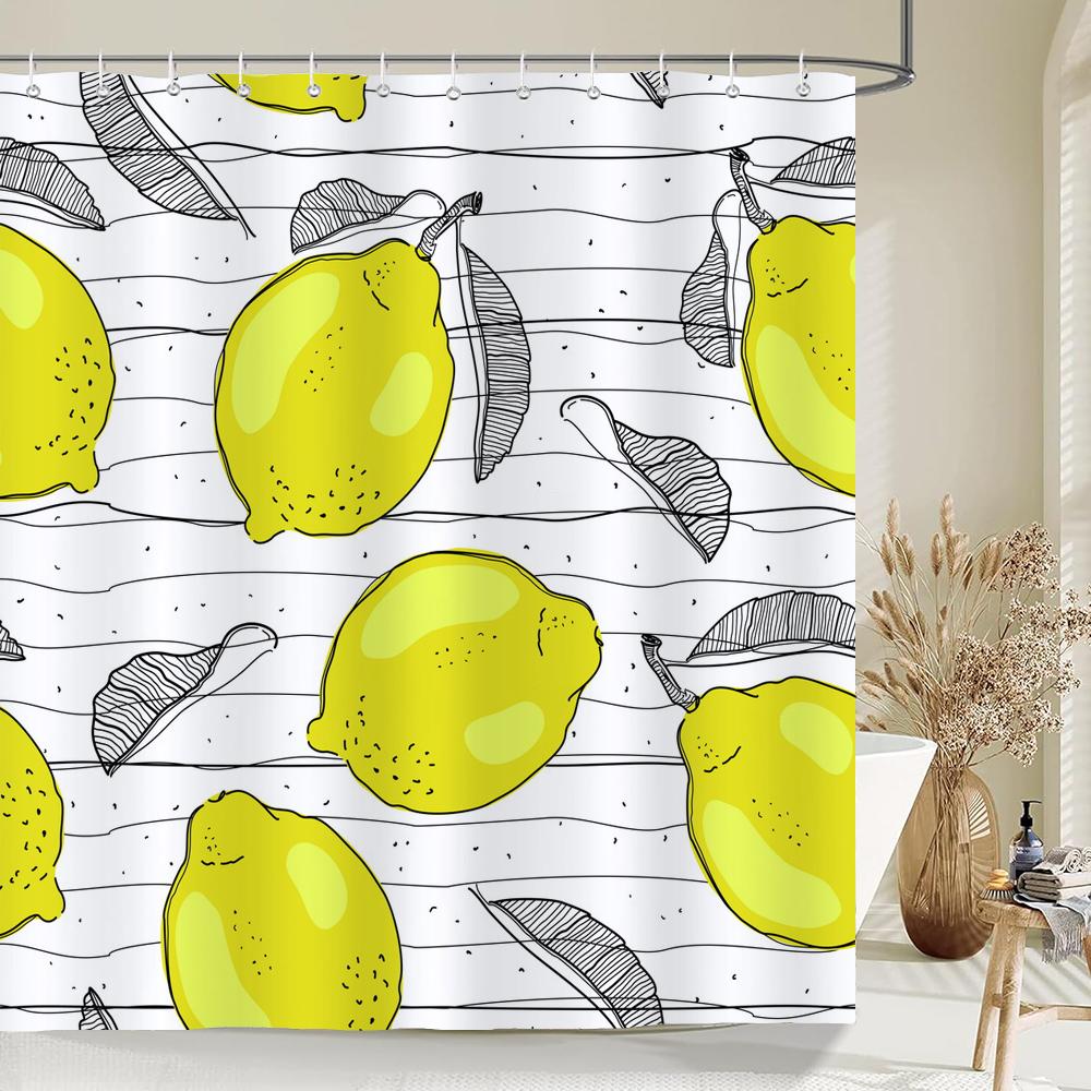 1 pc Fresh Lemon Fruit pattern Shower Curtains Bathroom Polyester Bath Curtains Printing Shower Curtain Decor With Hooks Curtain