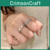 Trendiger Geometrischer Zirkon und Künstliche Perle Offener Ring Für Damen Stilvoller Hand Schmuck