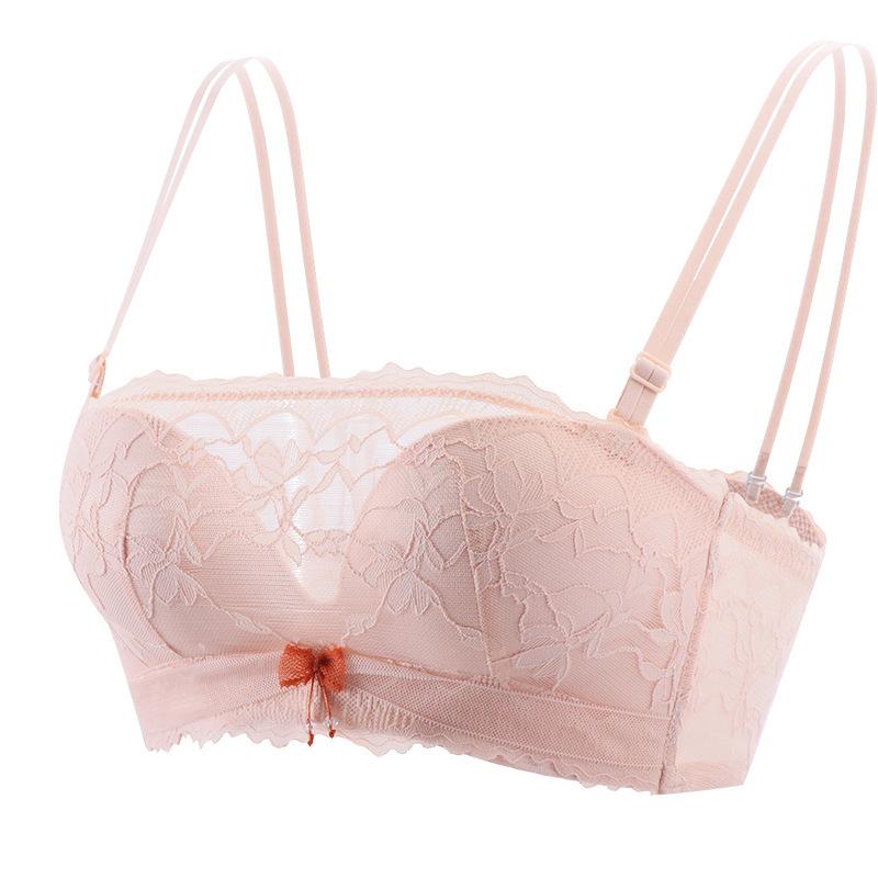 The Original Strapless Women's Small Breasts Are Gathered and Show Large, Non-slip, Upper Support, Secondary Breasts, Anti-light Lace Tube Top